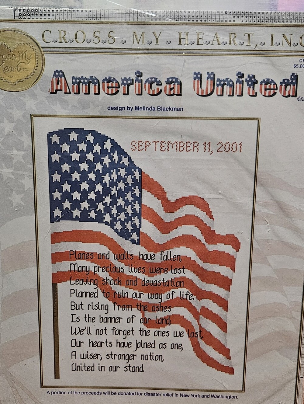 Cross My Heart America United September 11, 2001 Counted Cross Stitch Chart